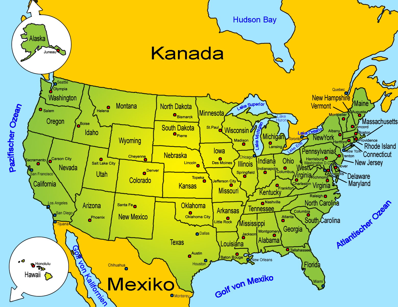 USA: Landkarte | Länder | USA | Goruma