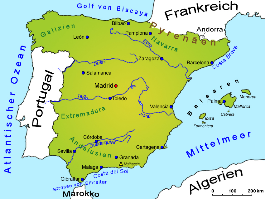 Spanien Landkarte Lander Spanien Goruma