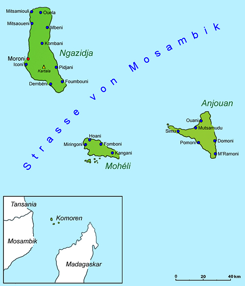 Komoren Geografie Landkarte L nder Komoren Goruma