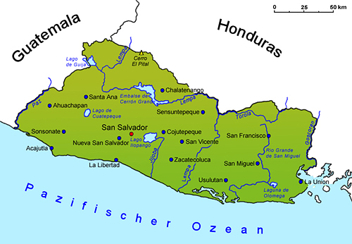 El Salvador Karte - Karte Von El Salvador Zeigt Die Landergrenzen