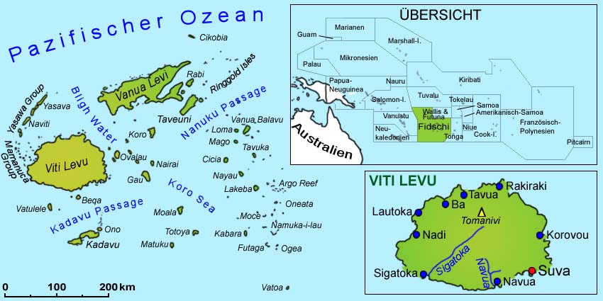 Fidschi: Geografie, Landkarte | Länder | Fidschi Inseln | Goruma