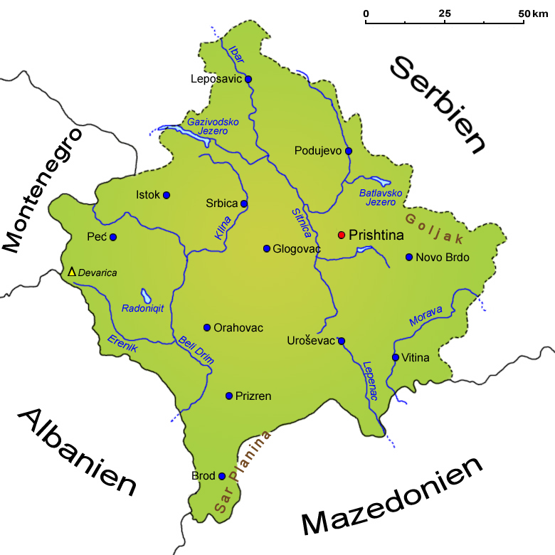 Kosovo: Landkarte | Länder | Kosovo | Goruma