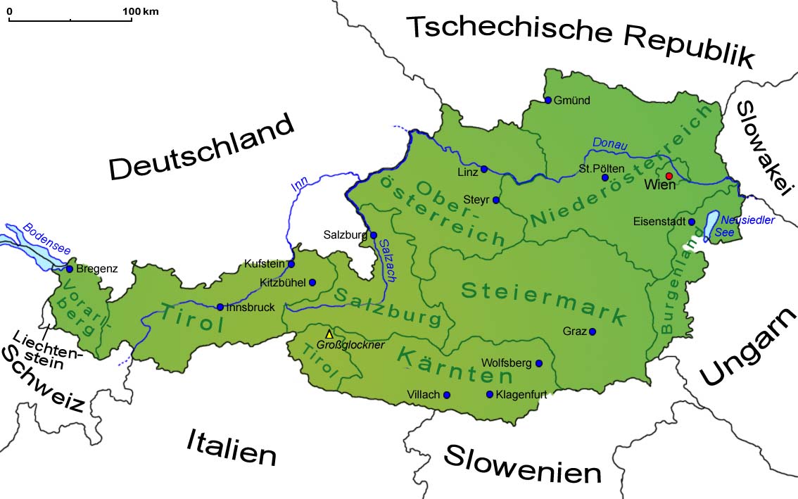 Österreich: Landkarte, Länder, Österreich