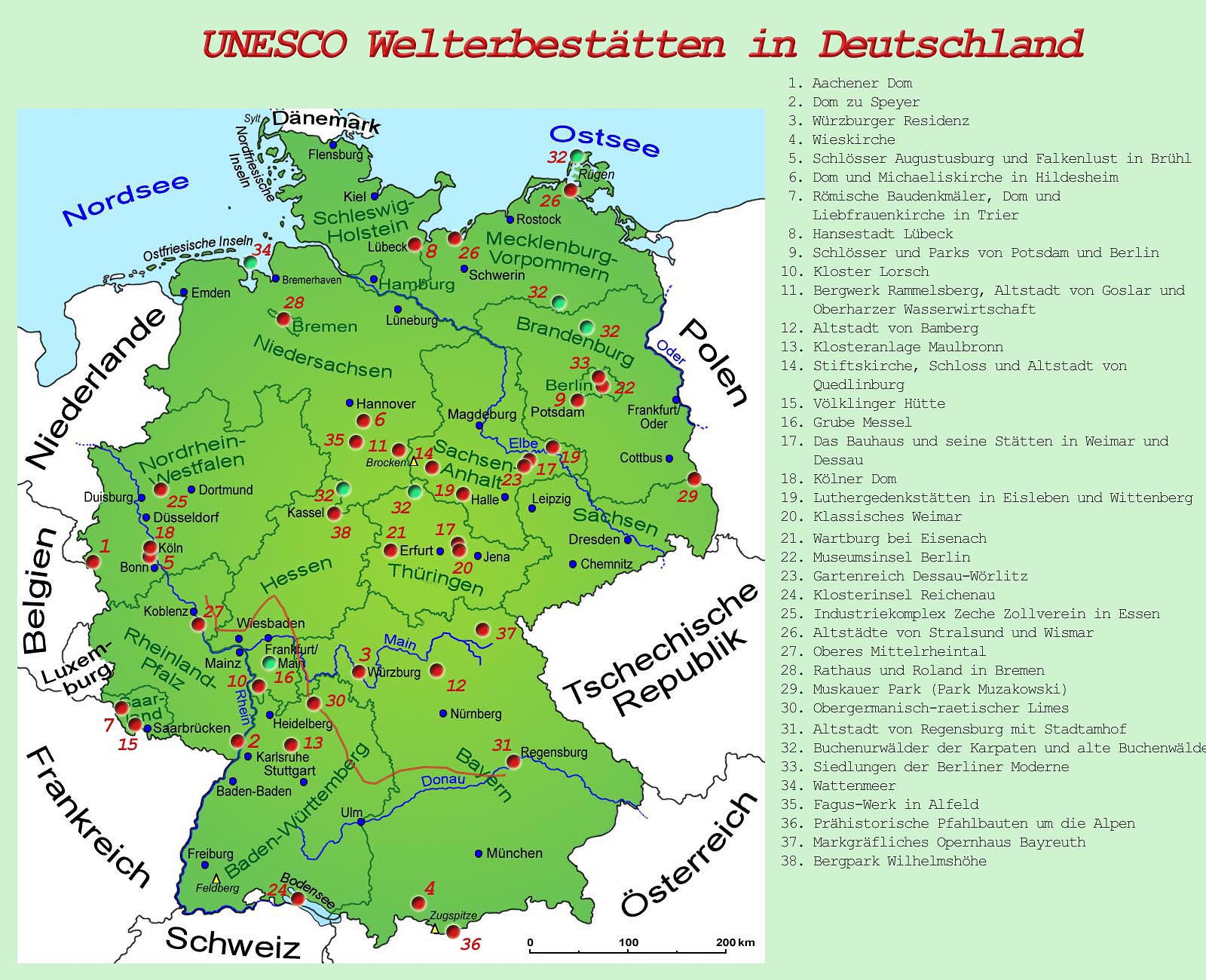 Unesco Deutschland - Die 46 UNESCO Welterbestätten in Deutschland auf